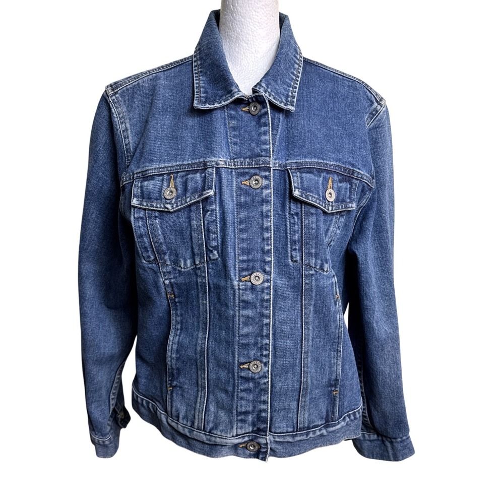 Vintage‎ Eddie Bauer Denim Jacket M Medium Y2K Jean Trucker Classic Distressed